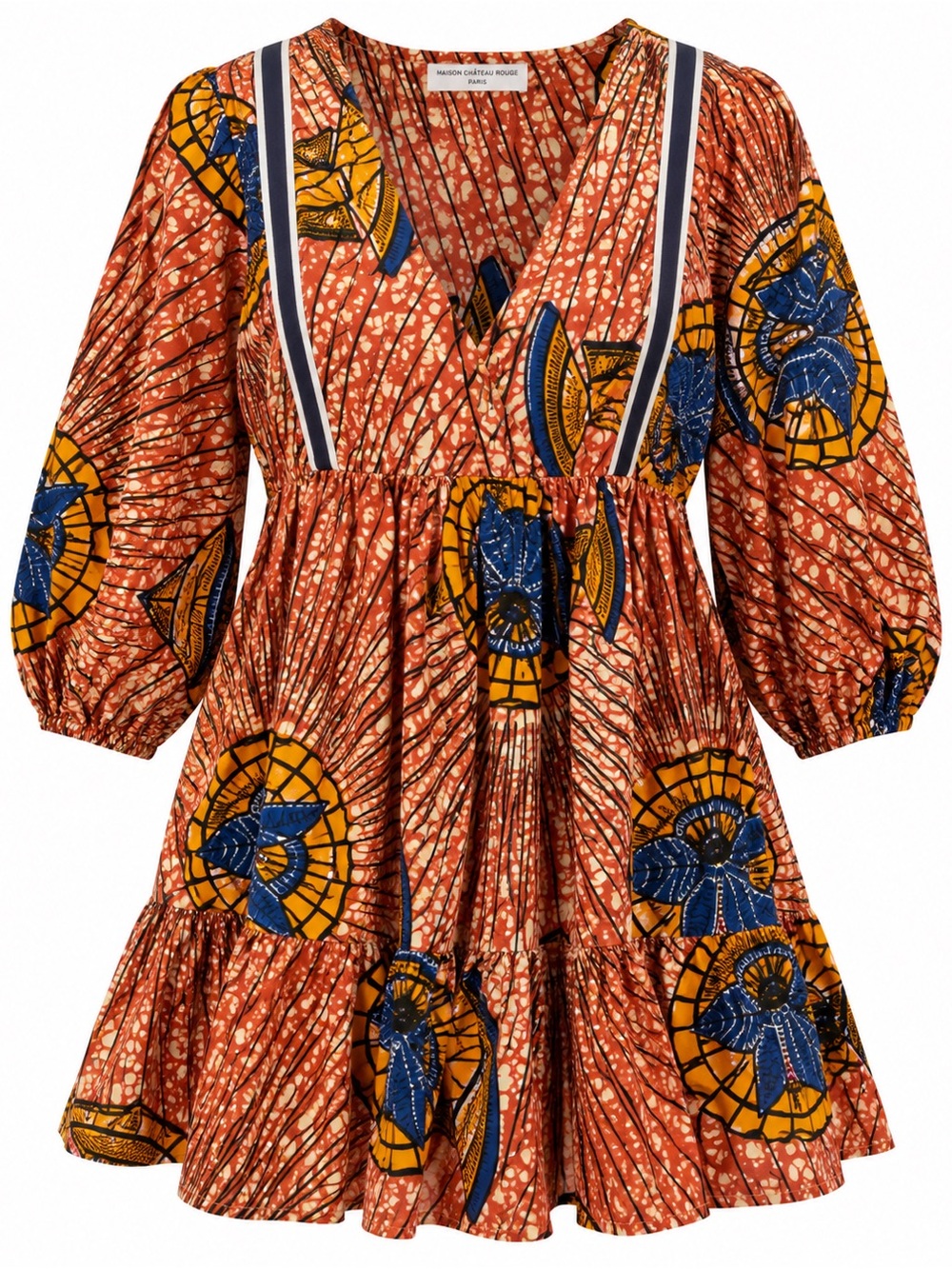 Maison Château Rouge Paris African Print Cotton Mini Dress S Made in France